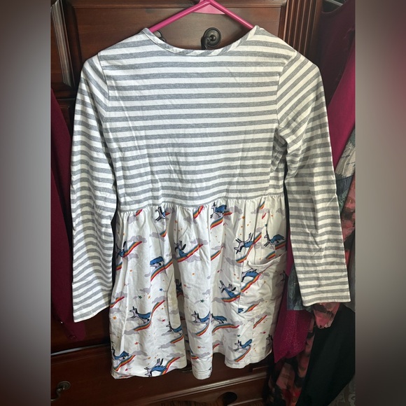 MUST GO Hanna Andersson Striped Unicorn Dress Or Top Long Sleeves Size 12 - Picture 3 of 7